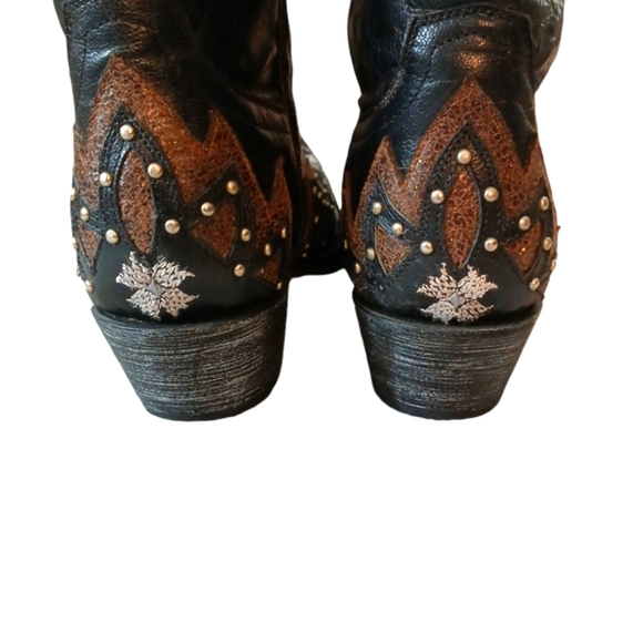 Denver Women's Cowboy Boots Black Studded Embroidered Cowgirl Boots size 7.5 - Picture 8 of 14